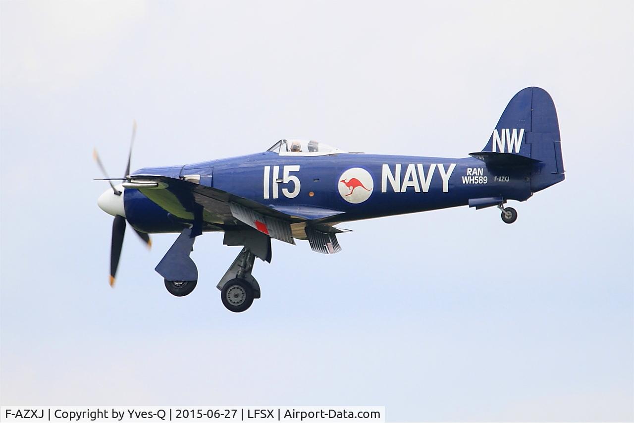 F-AZXJ, 1949 Hawker Sea Fury FB.11 C/N 37733, Hawker Sea Fury FB.11, On final rwy 29, Luxeuil-Saint Sauveur Air Base 116 (LFSX)