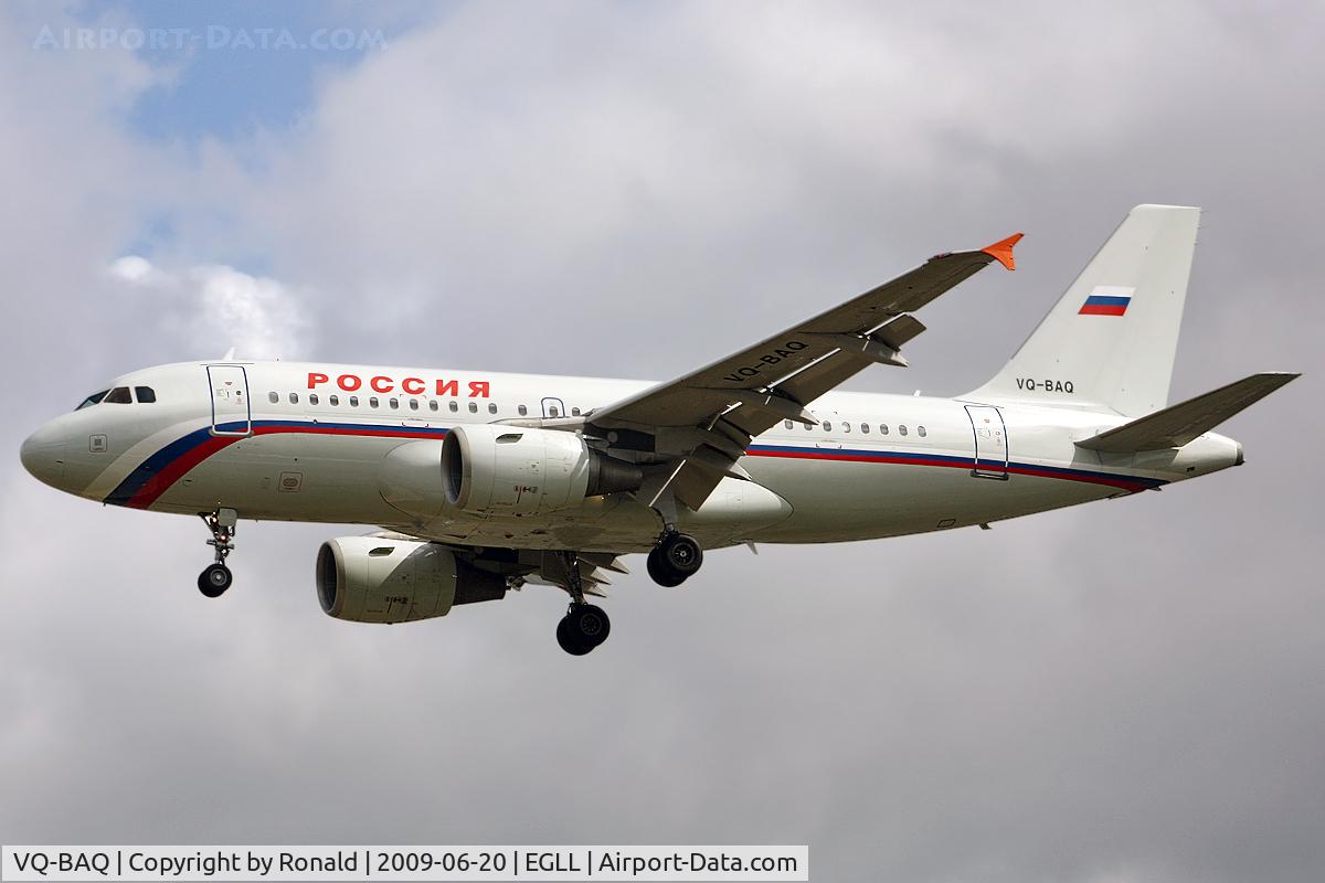 VQ-BAQ, 2001 Airbus A319-111 C/N 1560, at lhr