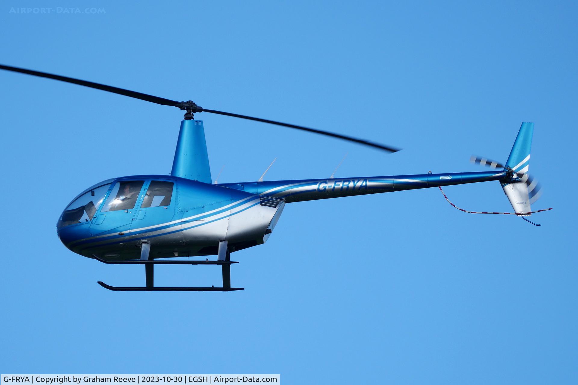 G-FRYA, 2006 Robinson R44 Raven II C/N 11605, On approach to Norwich.