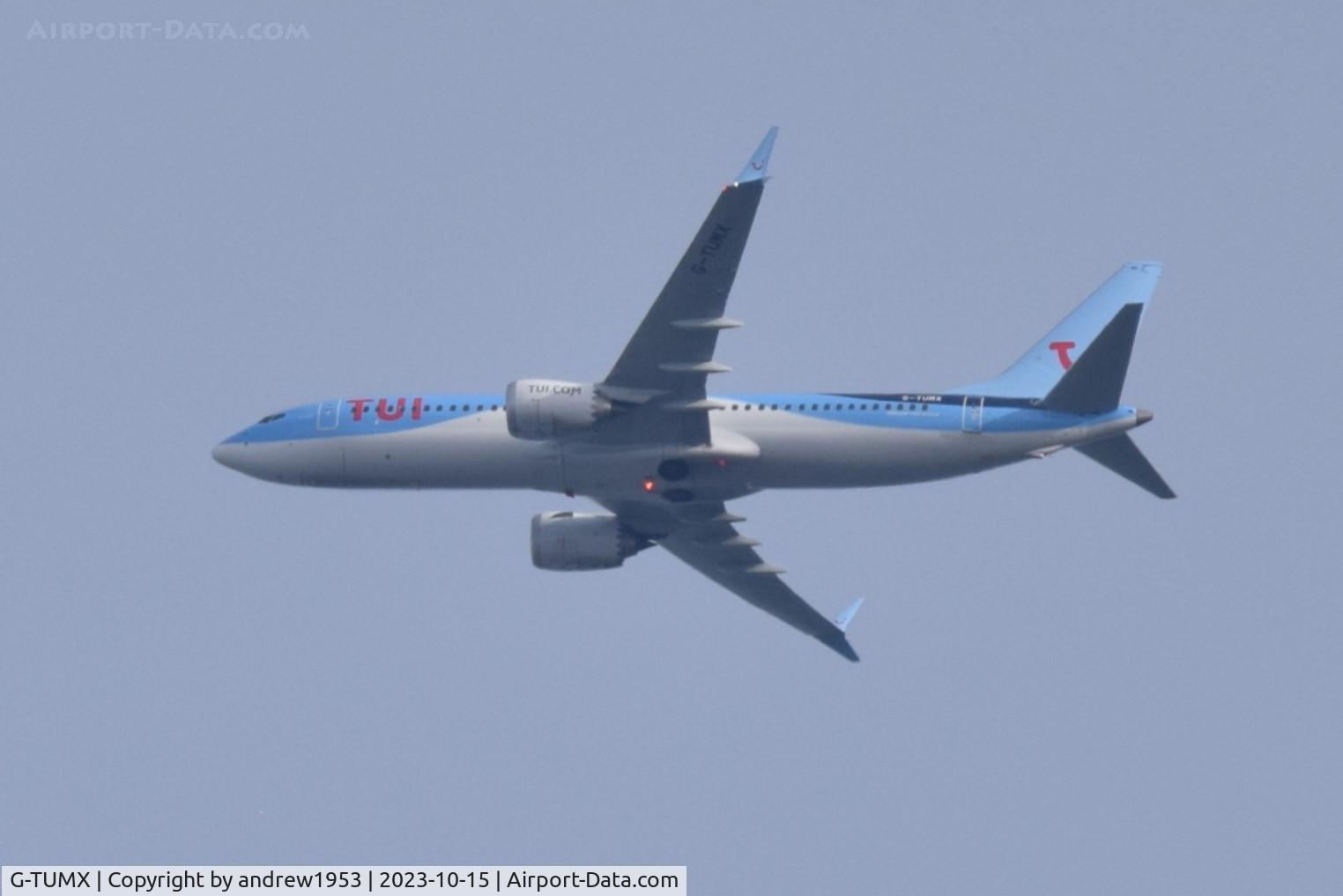 G-TUMX, 2022 Boeing 737-8 MAX C/N 44657, G-TUMX over the Bristol Channel.