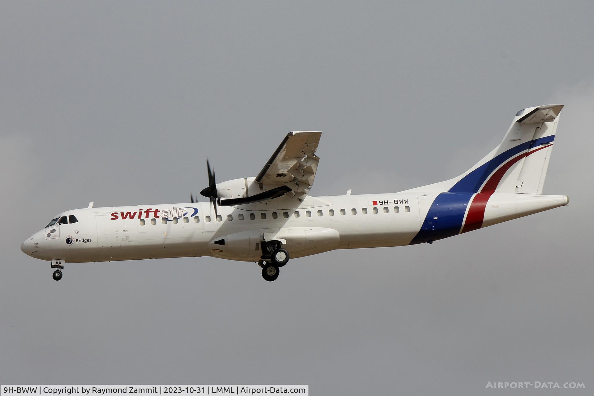 9H-BWW, 1994 ATR 72-202(F) C/N 416, ATR-72 9H-BWW Bridges Air Cargo Malta