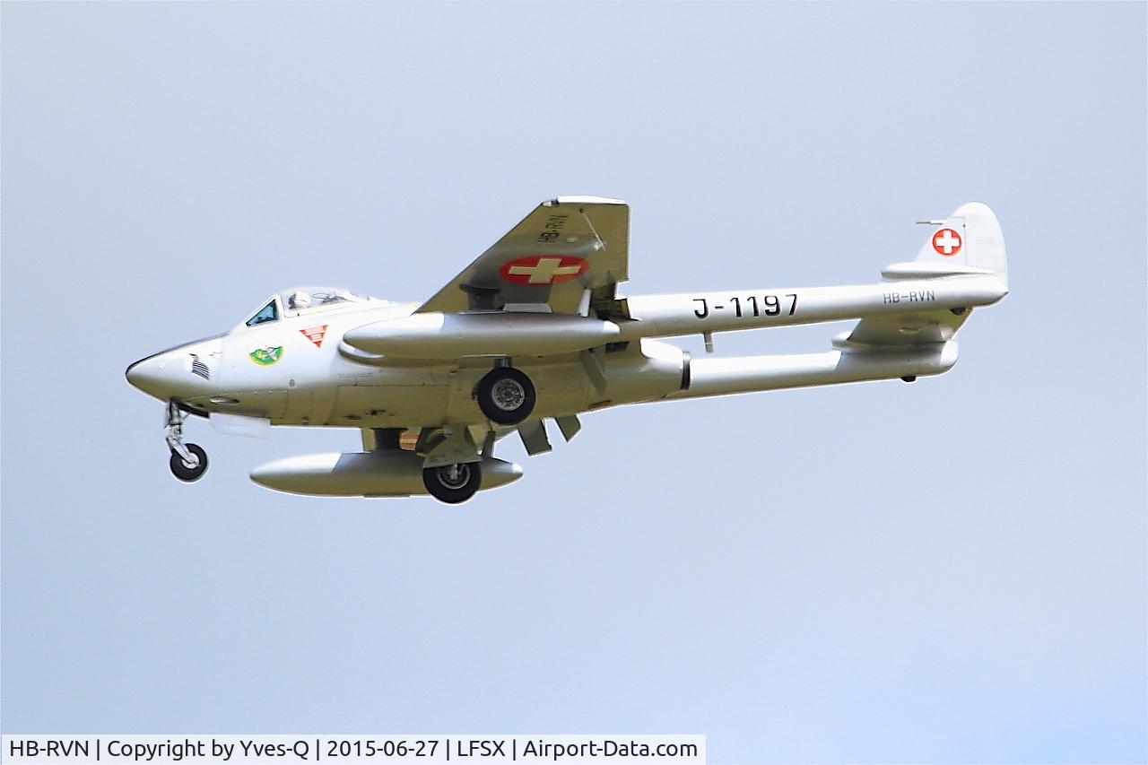 HB-RVN, 1952 De Havilland (FFA) Vampire FB.6 (DH-100) C/N 706, De Havilland Vampire FB.6 (DH-100), Short approach rwy 29, Luxeuil-Saint Sauveur Air Base 116 (LFSX)