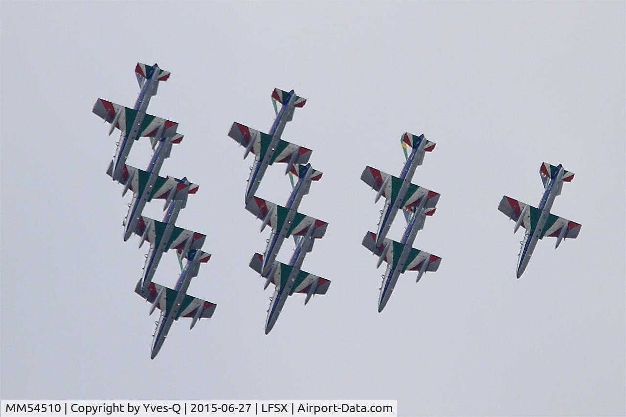 MM54510, Aermacchi MB-339PAN C/N 6726/121/AA058, Aermacchi MB-339PAN, N°1 of Frecce Tricolori Aerobatic Team 2015, On display, Luxeuil-Saint Sauveur Air Base 116 (LFSX)