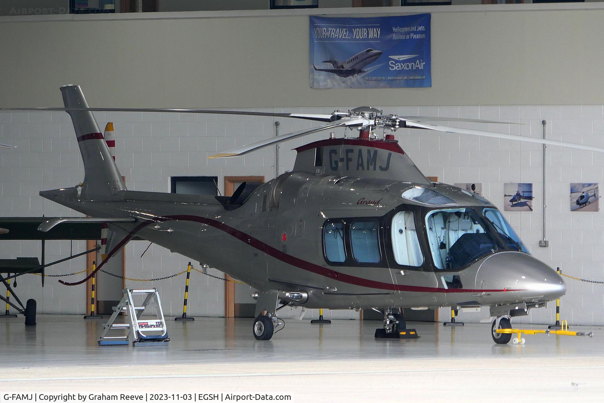 G-FAMJ, 2006 Agusta A109S Grand C/N 22015, Parked at Norwich.