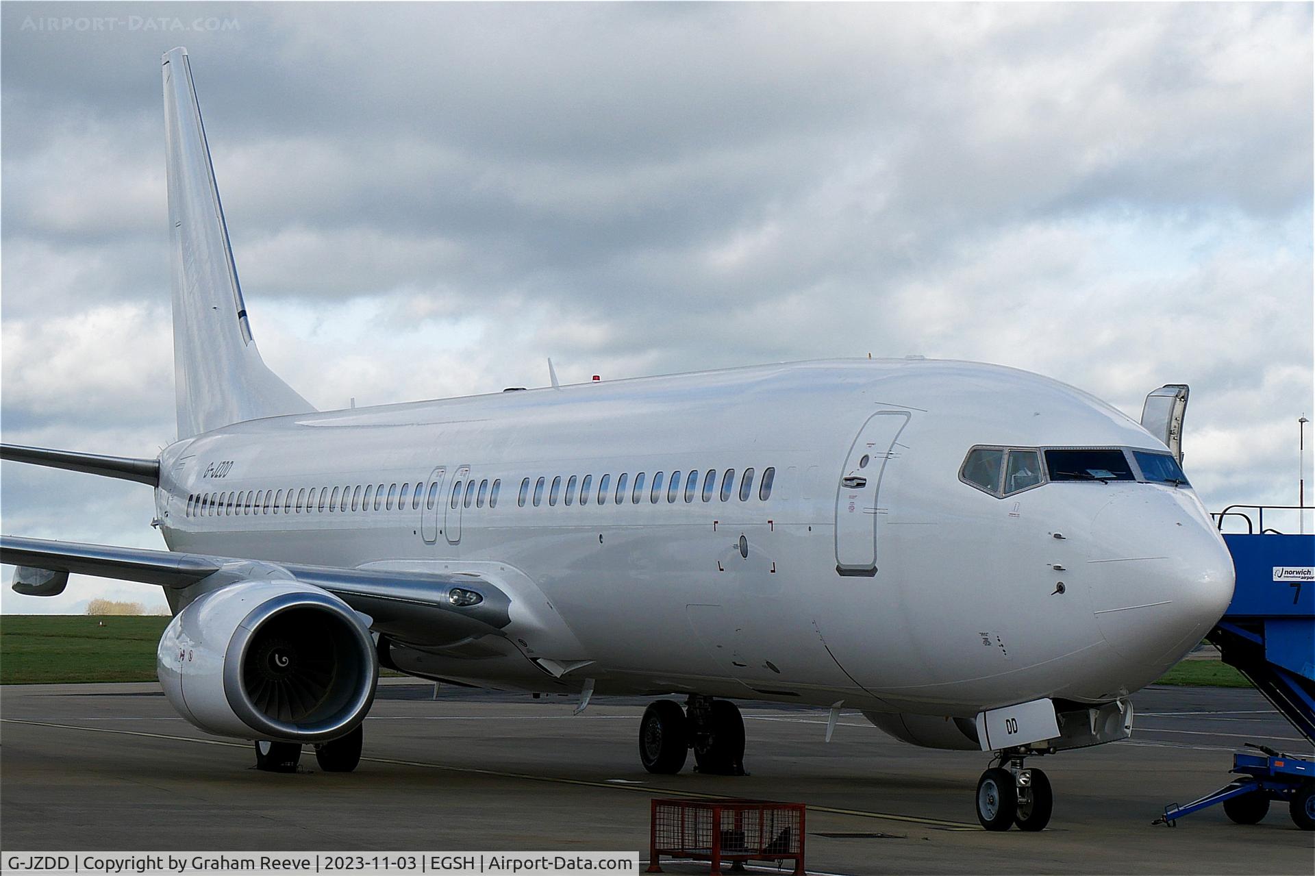 G-JZDD, 2010 Boeing 737-8JP C/N 40866, Parked on stand at Norwich.