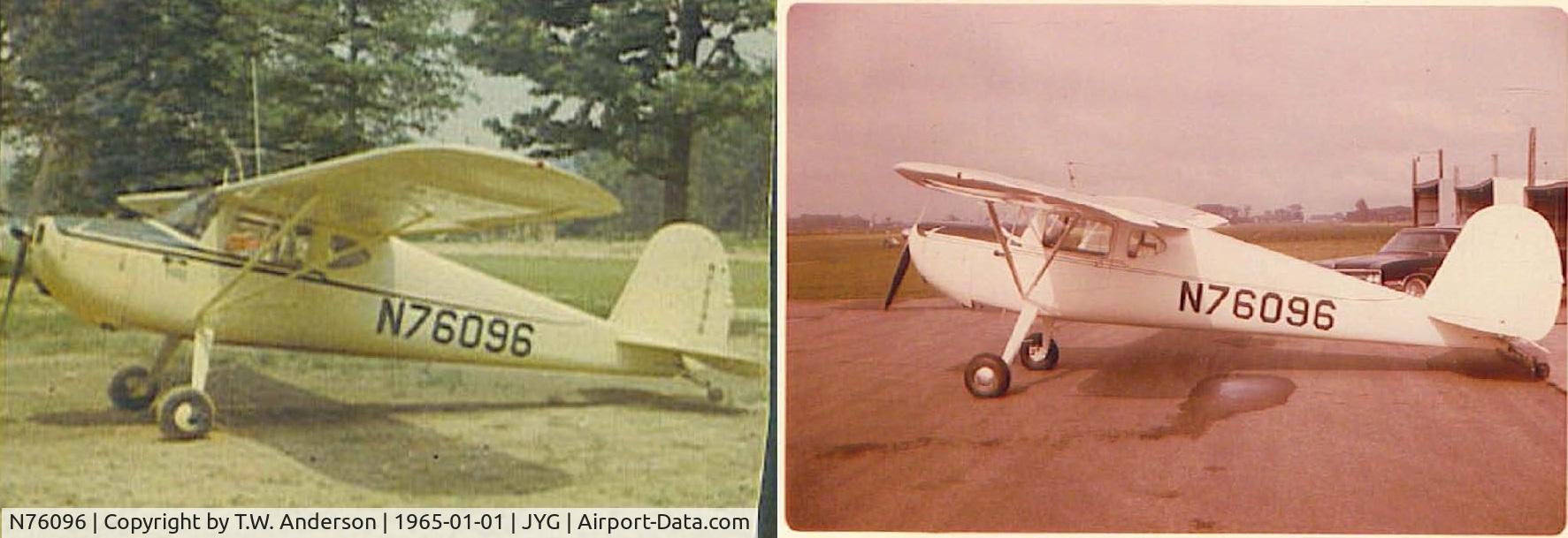 N76096, 1946 Cessna 140 C/N 10493, Dad co-signed note to buy my 1st plane $2,600. Needed 4 cyls for 4 mos and $900. No local CFI brave enough to teach me in it. So I rented CE150 30 miles away. Got my PPL in 1966. Flew 75096 until 68. Sold it for $3,500.