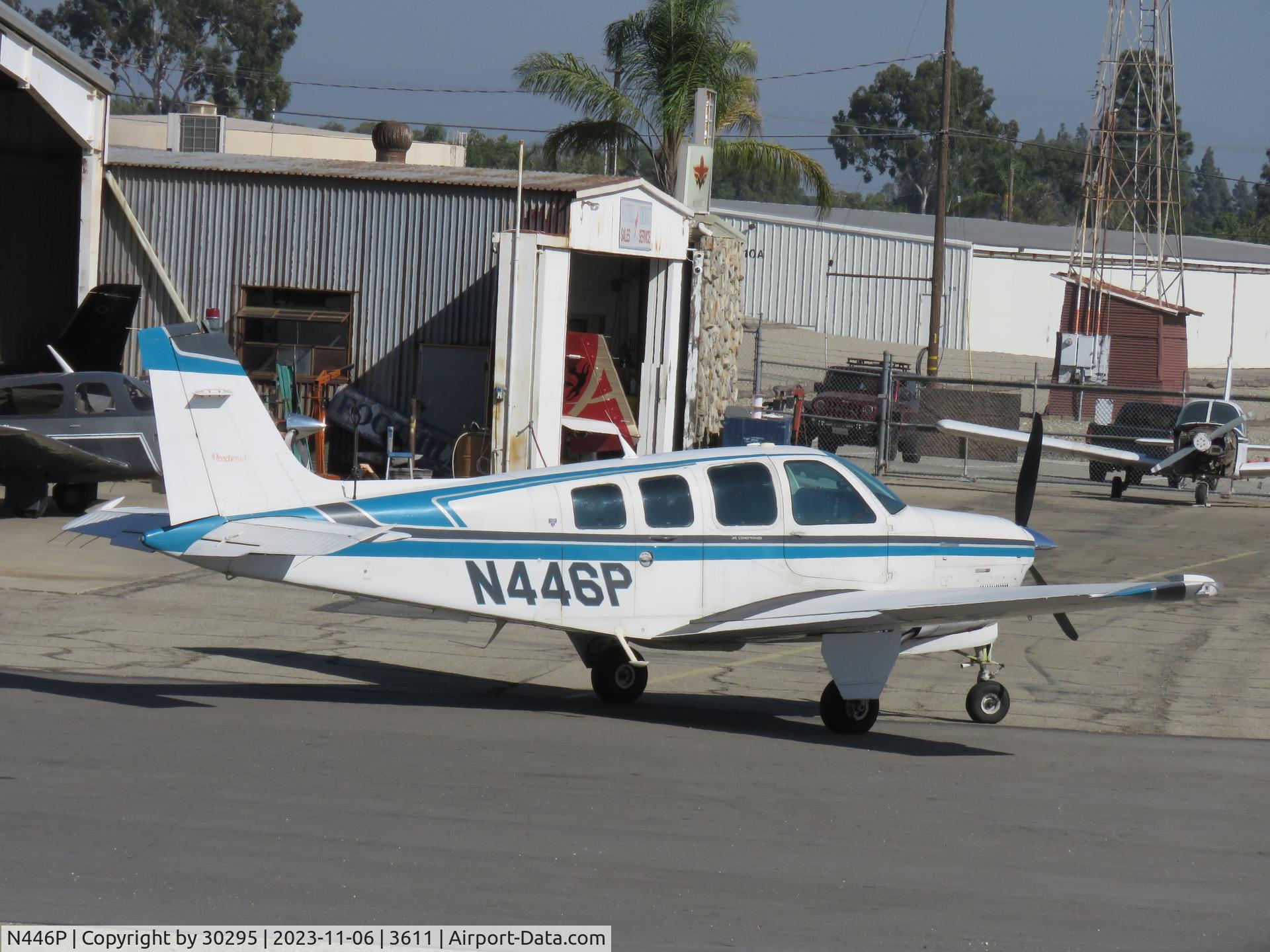 N446P, 1993 Beech A36 Bonanza 36 C/N E-2835, Parked