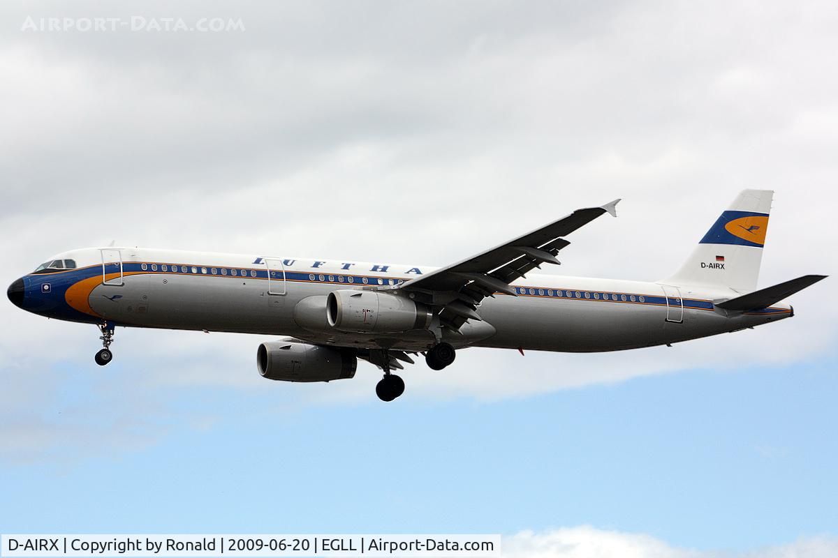 D-AIRX, 1998 Airbus A321-131 C/N 0887, at lhr
