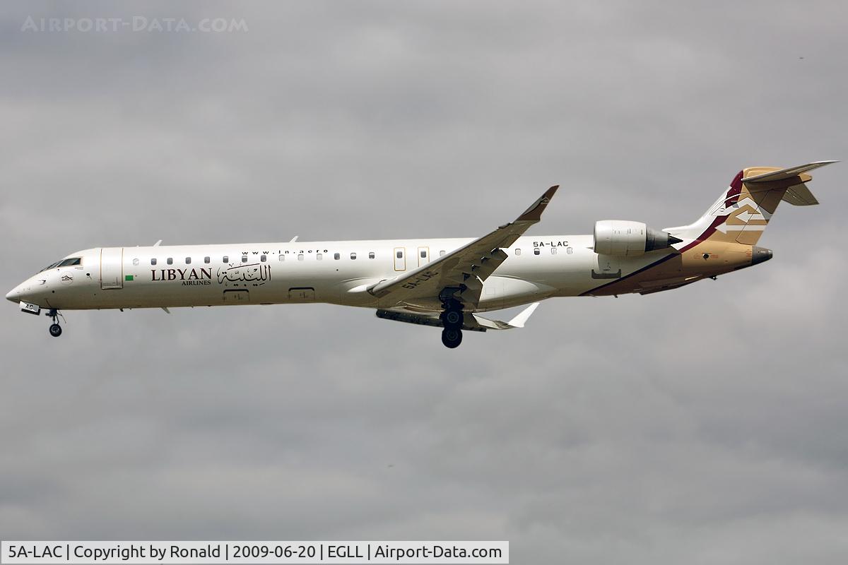5A-LAC, 2007 Bombardier CRJ-900ER (CL-600-2D24) C/N 15122, at lhr