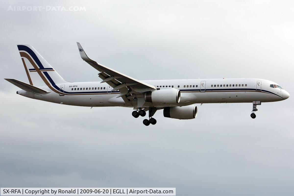 SX-RFA, 1999 Boeing 757-23N C/N 30232, at lhr