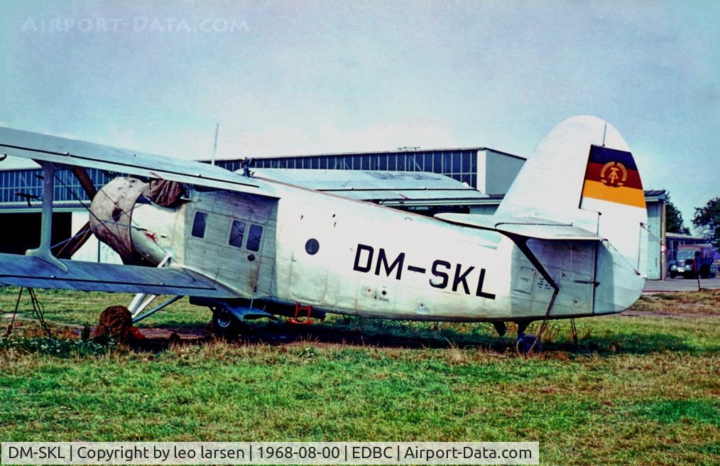 DM-SKL, 1958 Antonov AN-2 C/N 19606, Magdeburg 8.1968.1960 cvtd to pax a/c.1963 re-cvtd to agric a/c for Interflug