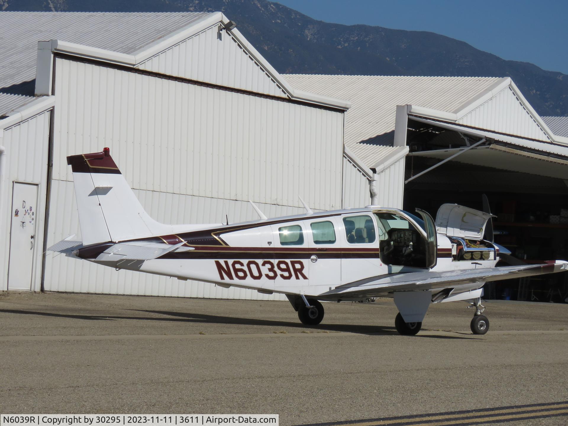 N6039R, 1979 Beech A36 Bonanza 36 C/N E-1489, Parked