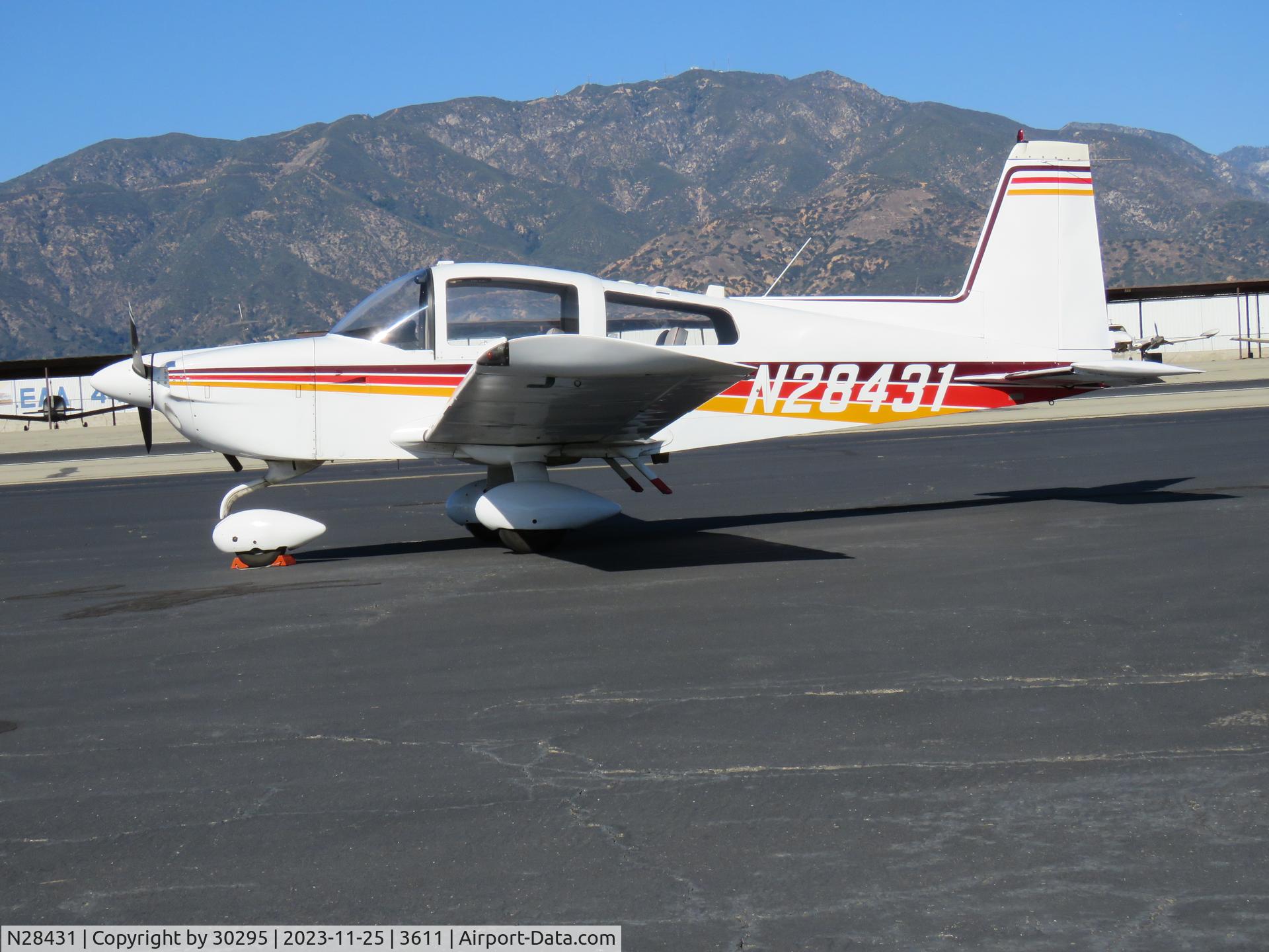 N28431, 1977 Grumman American AA-5B Tiger C/N AA5B0608, Parked