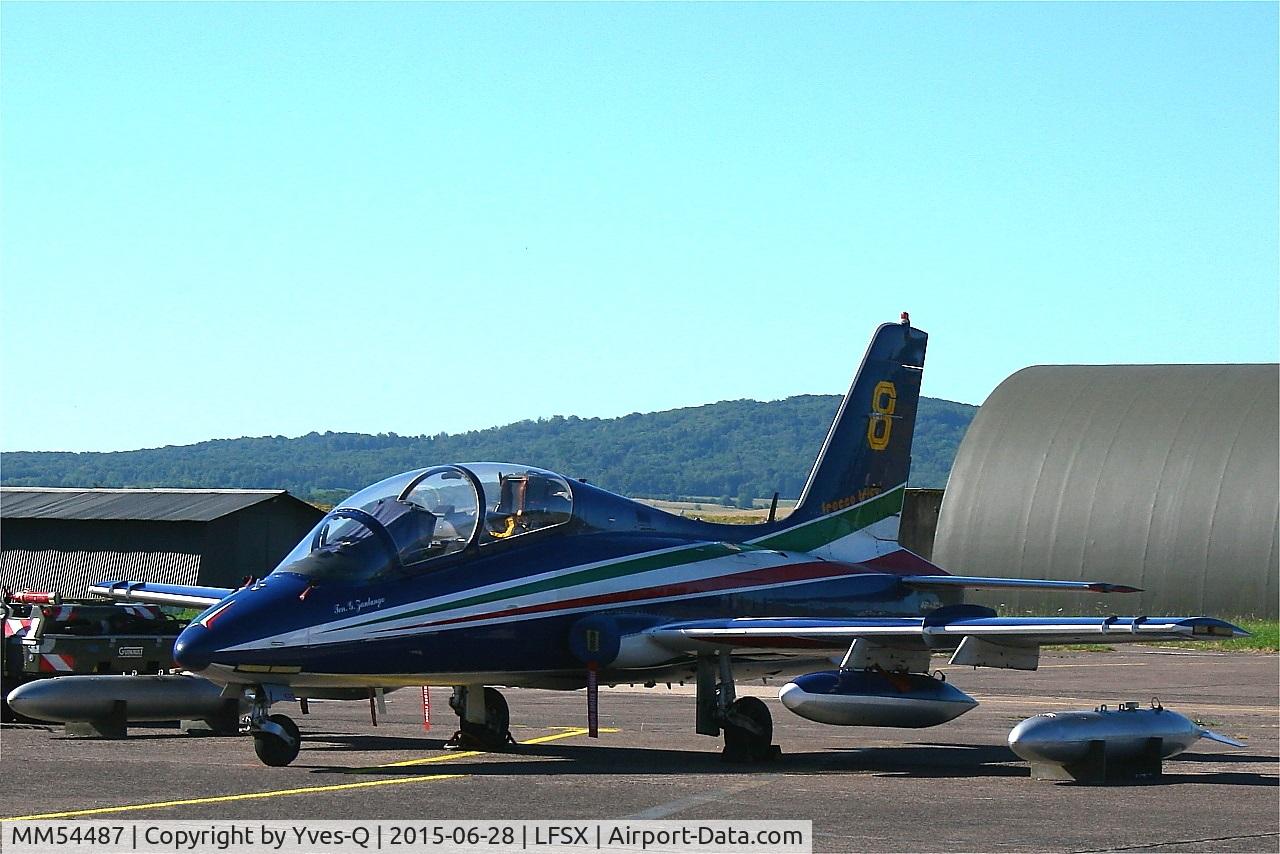 MM54487, Aermacchi MB-339PAN C/N 6684/079/AA035, Aermacchi MB-339PAN, Number 8 of Frecce Tricolori Aerobatic Team 2015, Flight line, Luxeuil-Saint Sauveur Air Base 116 (LFSX)