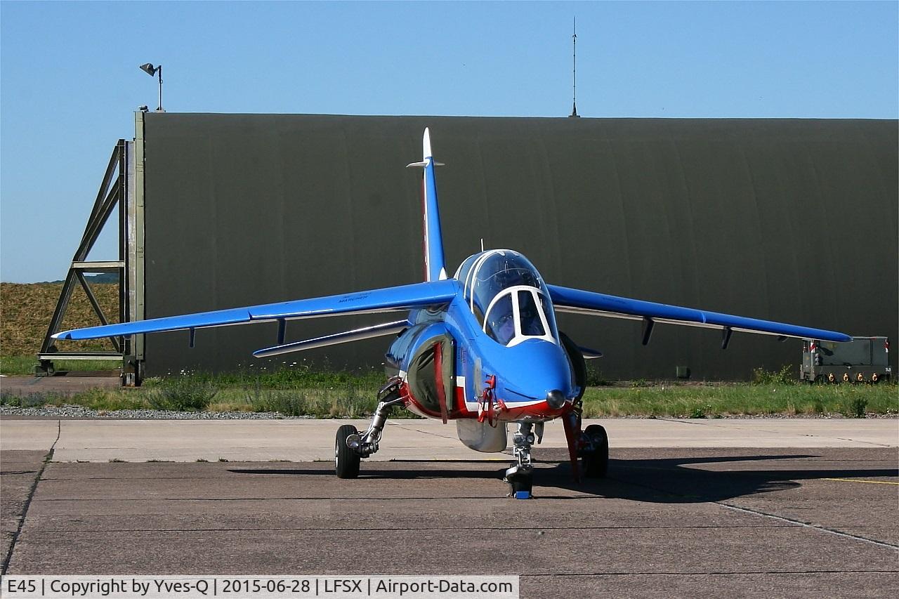 E45, Dassault-Dornier Alpha Jet E C/N E45, Dassault-Dornier Alpha Jet E (F-TETF), Athos 05 of Patrouille de France 2015, Flight line, Luxeuil-St Sauveur Air Base 116 (LFSX)