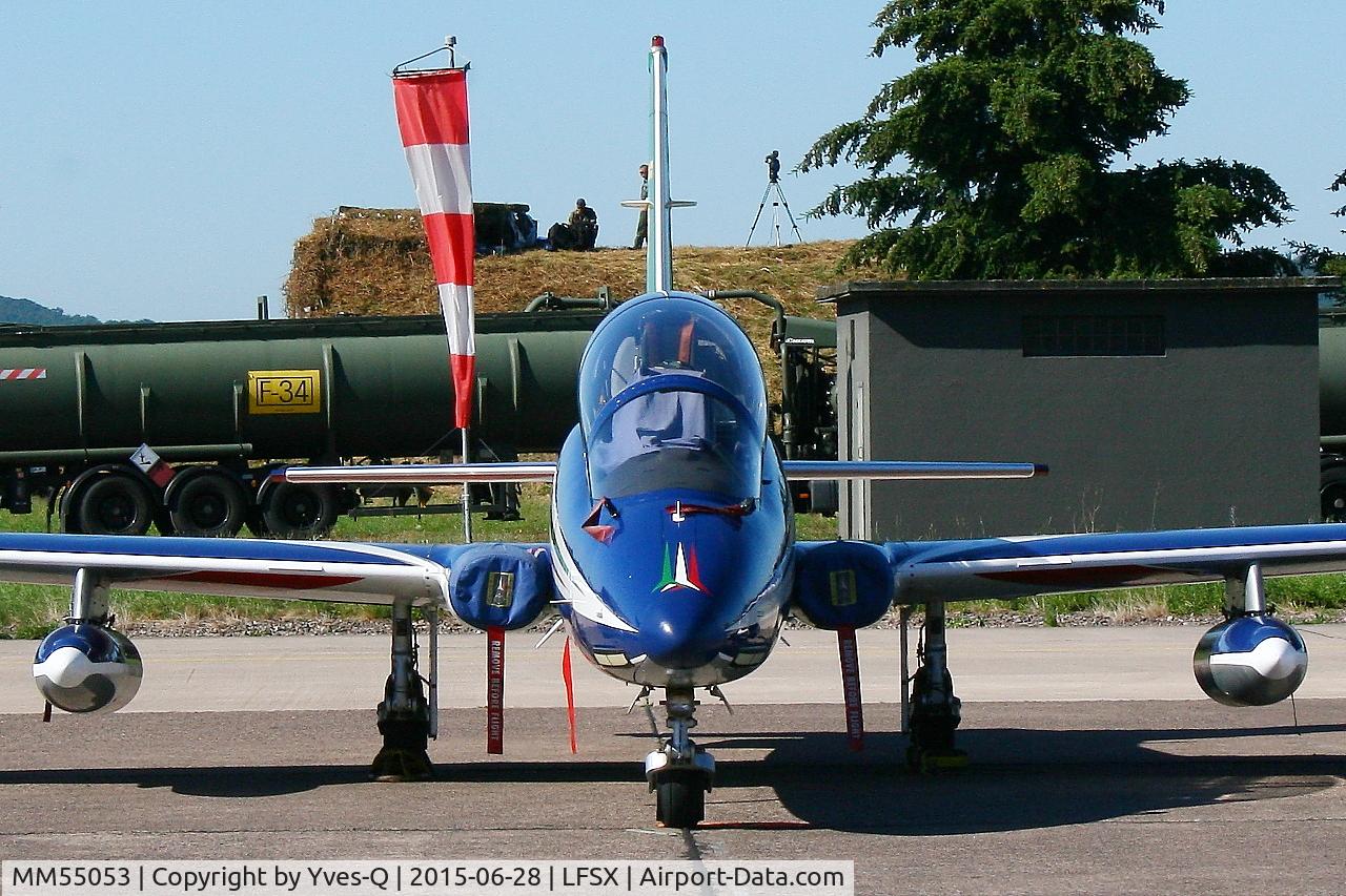 MM55053, Aermacchi MB-339PAN C/N 6847/187/AA084, Aermacchi MB-339PAN, Number 55 of Frecce Tricolori Aerobatic Team 2015, Flight line, Luxeuil-St Sauveur Air Base 116 (LFSX)