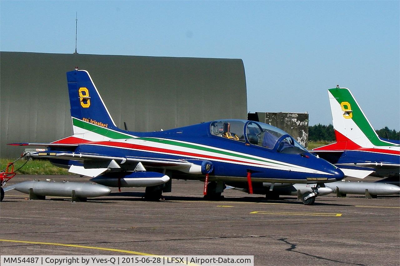 MM54487, Aermacchi MB-339PAN C/N 6684/079/AA035, Aermacchi MB-339PAN, N°8 of Frecce Tricolori Aerobatic Team 2015, Flight line, Luxeuil-Saint Sauveur Air Base 116 (LFSX)