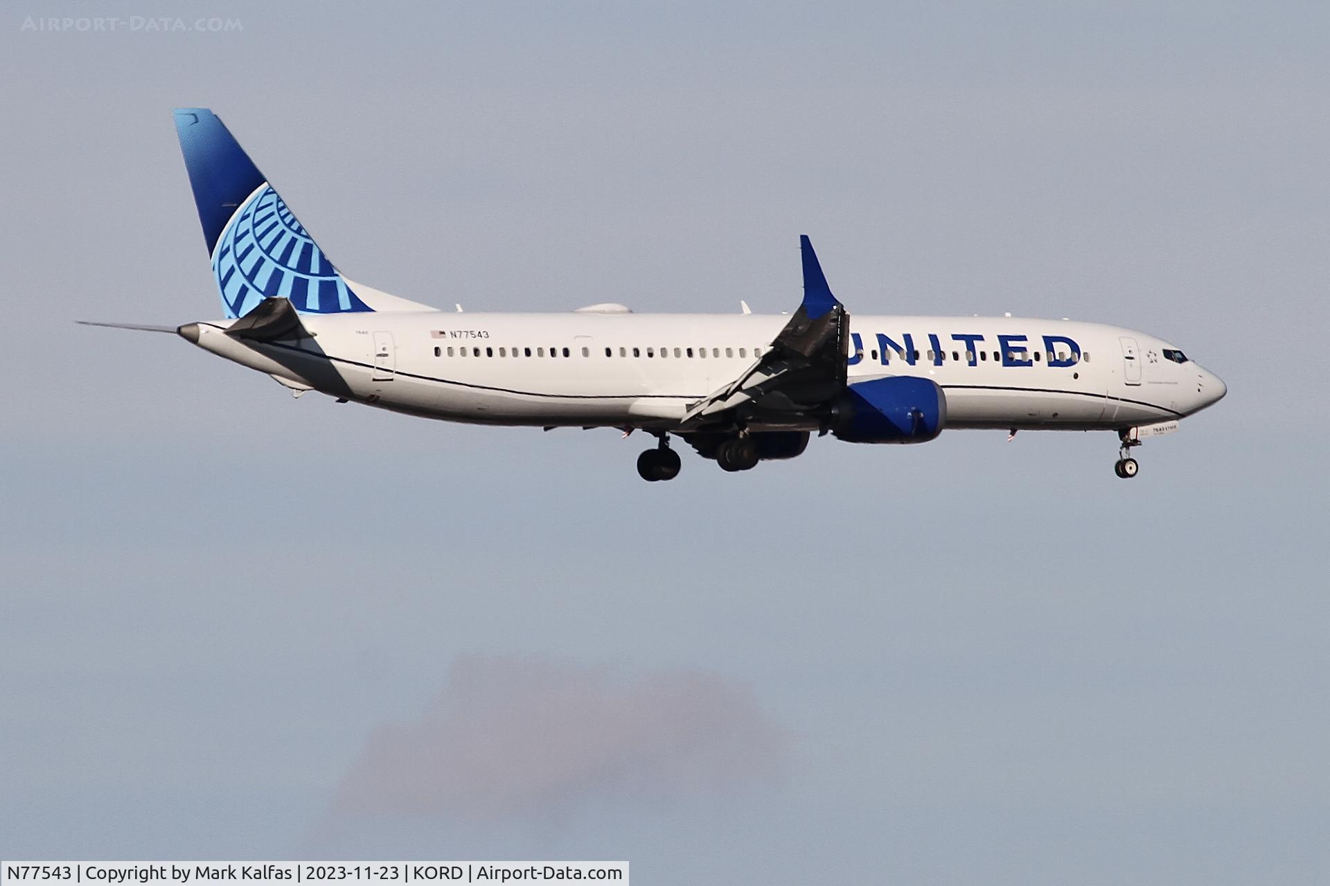 N77543, 2022 Boeing 737-9 MAX C/N 64474, B39M United Airlines Boeing 737 MAX 9  N77543 UAL1168 KIAH-KORD, 10C APP KORD