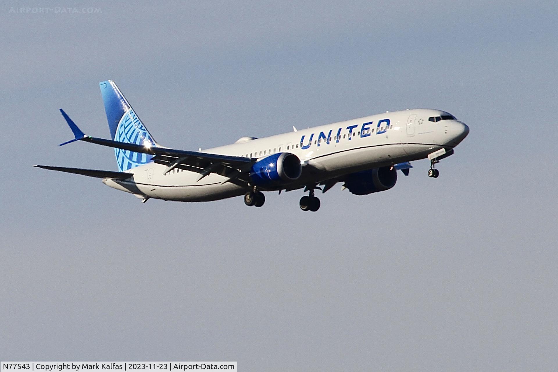 N77543, 2022 Boeing 737-9 MAX C/N 64474, B39M United Airlines Boeing 737 MAX 9  N77543 UAL1168 KIAH-KORD, 10C APP KORD