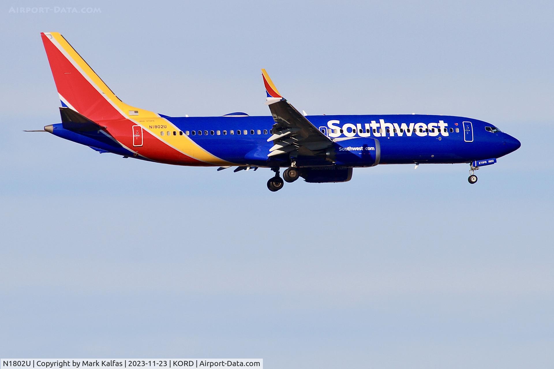 N1802U, 2022 Boeing 737-8 MAX C/N 60225, SOUTHWEST B738M N1802U SWA480 KBWI-KORD, RWY 10C APPROACH KORD