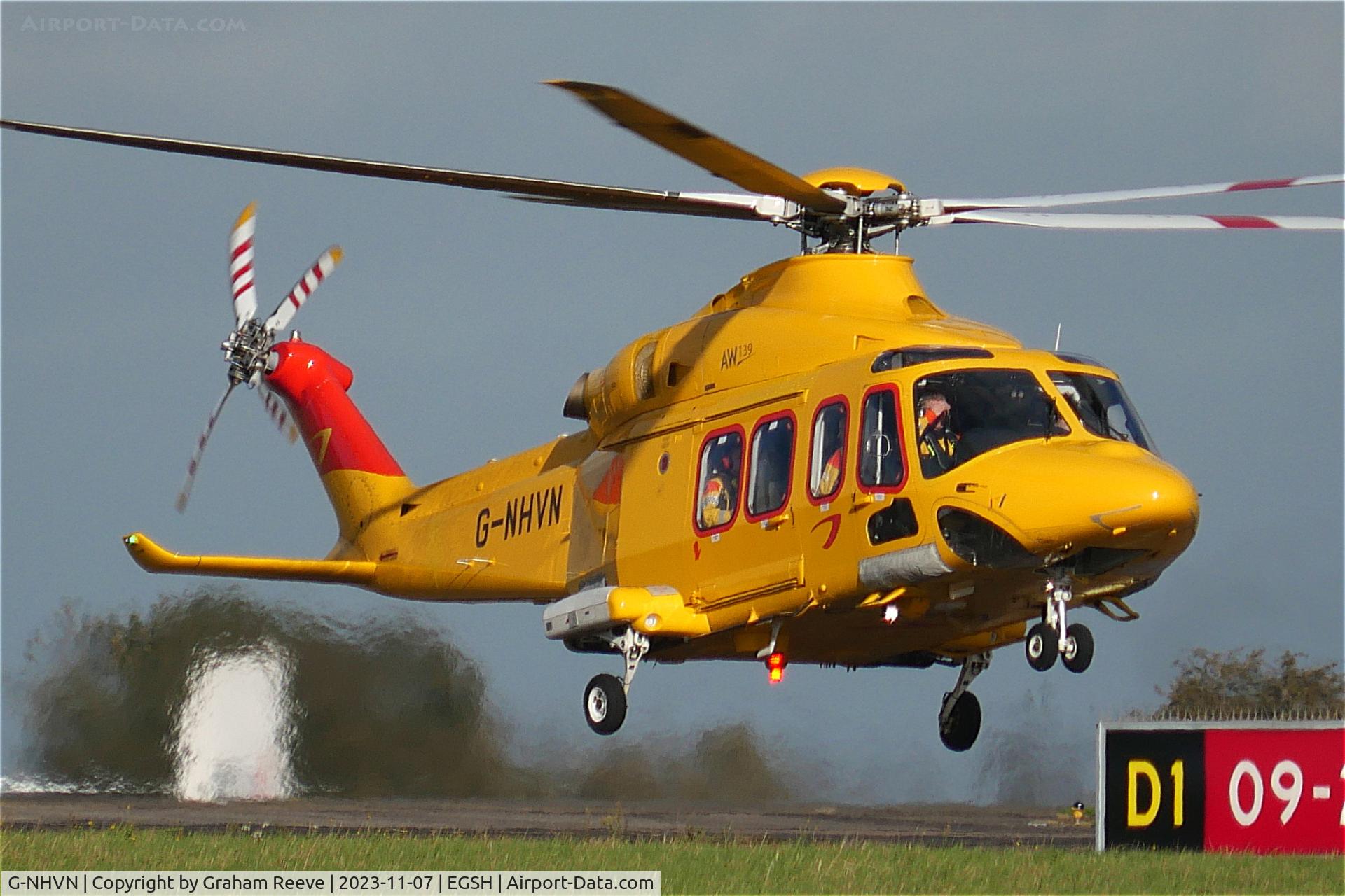 G-NHVN, 2015 AgustaWestland AW-139 C/N 31700, Landing at Norwich.