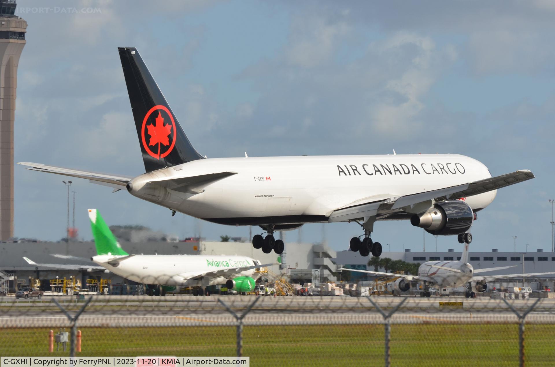 C-GXHI, 2021 Boeing 767-300F C/N 67023, Air Canada Cargo B763F flaring on 1R