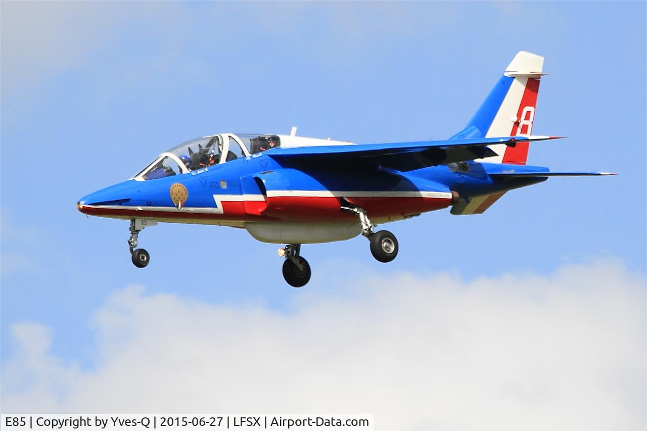 E85, Dassault-Dornier Alpha Jet E C/N E85, Dassault-Dornier Alpha Jet E (F-UGFF), Athos 08 of Patrouille de France 2015, On final rwy29, Luxeuil-St Sauveur Air Base 116 (LFSX)