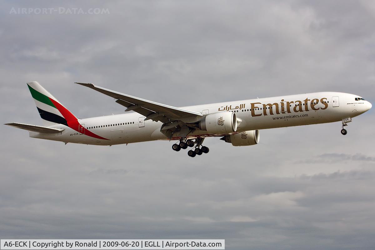 A6-ECK, 2008 Boeing 777-31H/ER C/N 35584, at lhr