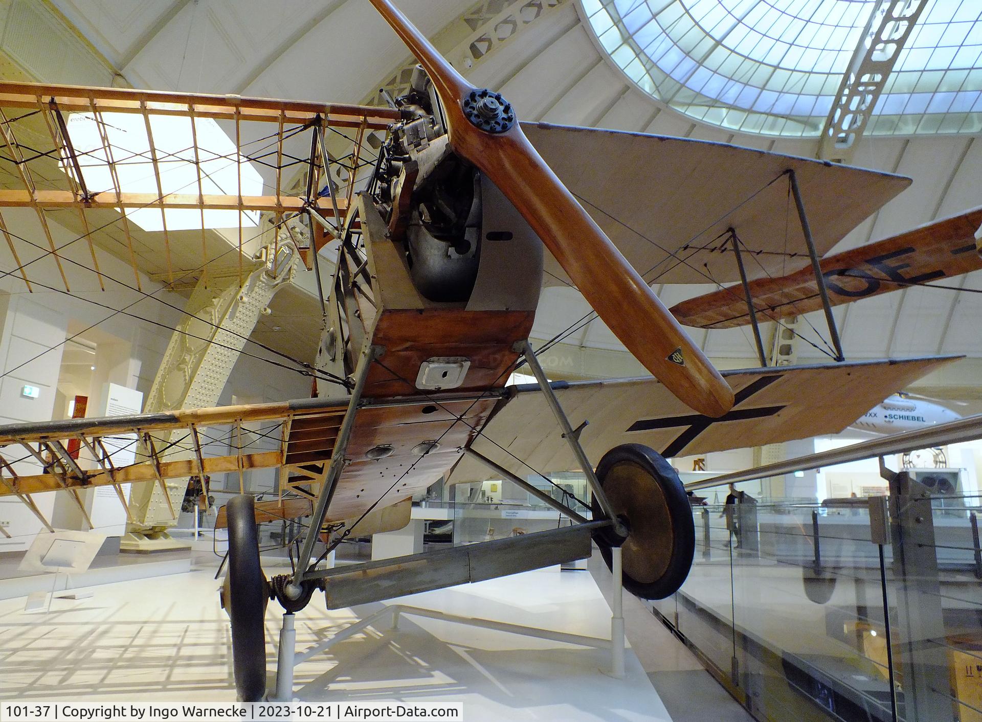 101-37, Aviatik Berg D.1 C/N 101.37, Aviatik Berg D.1 (minus outer skin on starboard side) at the Technisches Museum Wien (Vienna Technical Museum)
