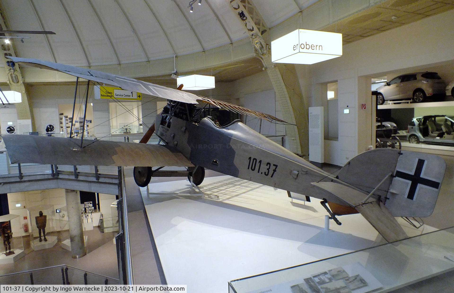 101-37, Aviatik Berg D.1 C/N 101.37, Aviatik Berg D.1 (minus outer skin on starboard side) at the Technisches Museum Wien (Vienna Technical Museum)