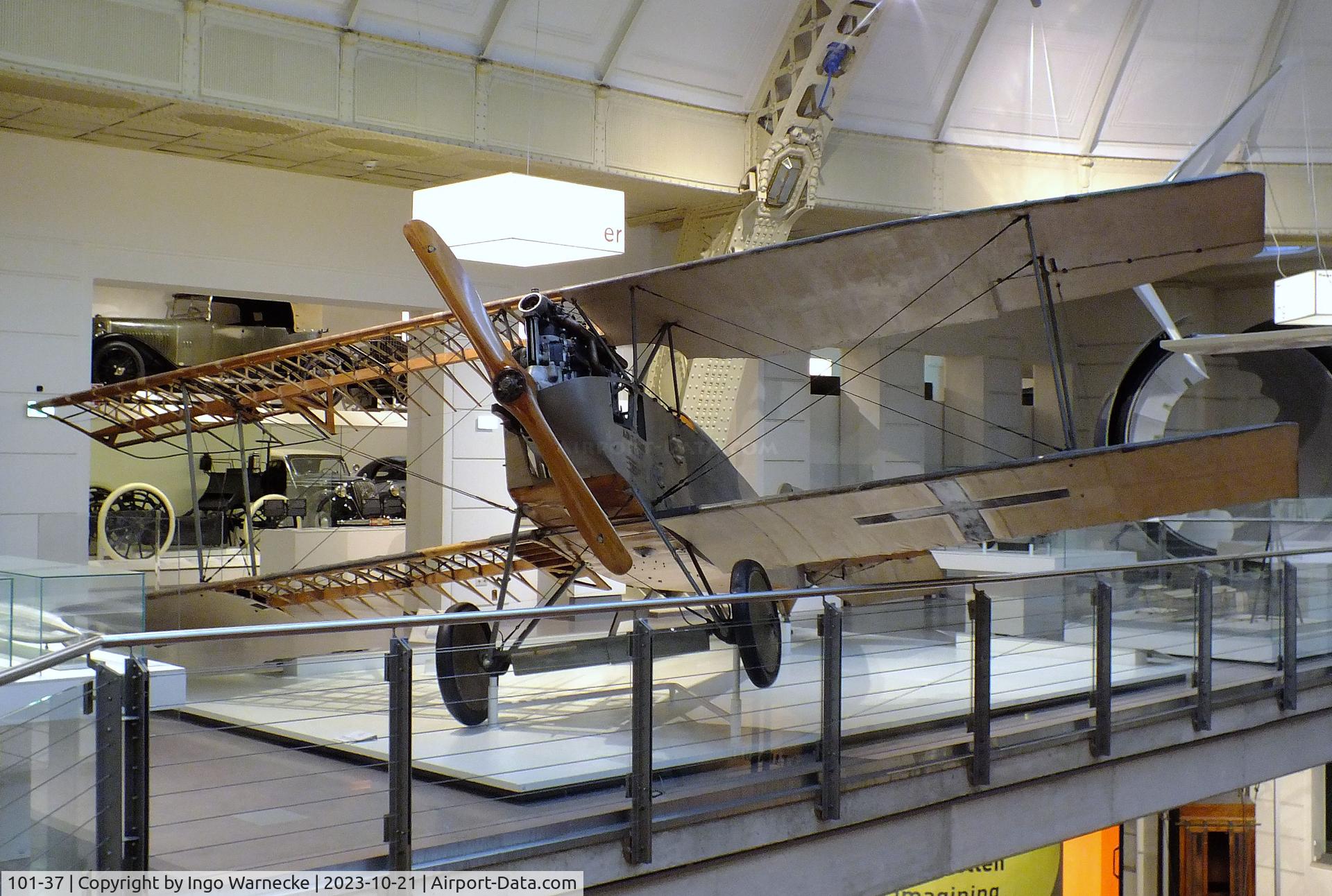 101-37, Aviatik Berg D.1 C/N 101.37, Aviatik Berg D.1 (minus outer skin on starboard side) at the Technisches Museum Wien (Vienna Technical Museum)