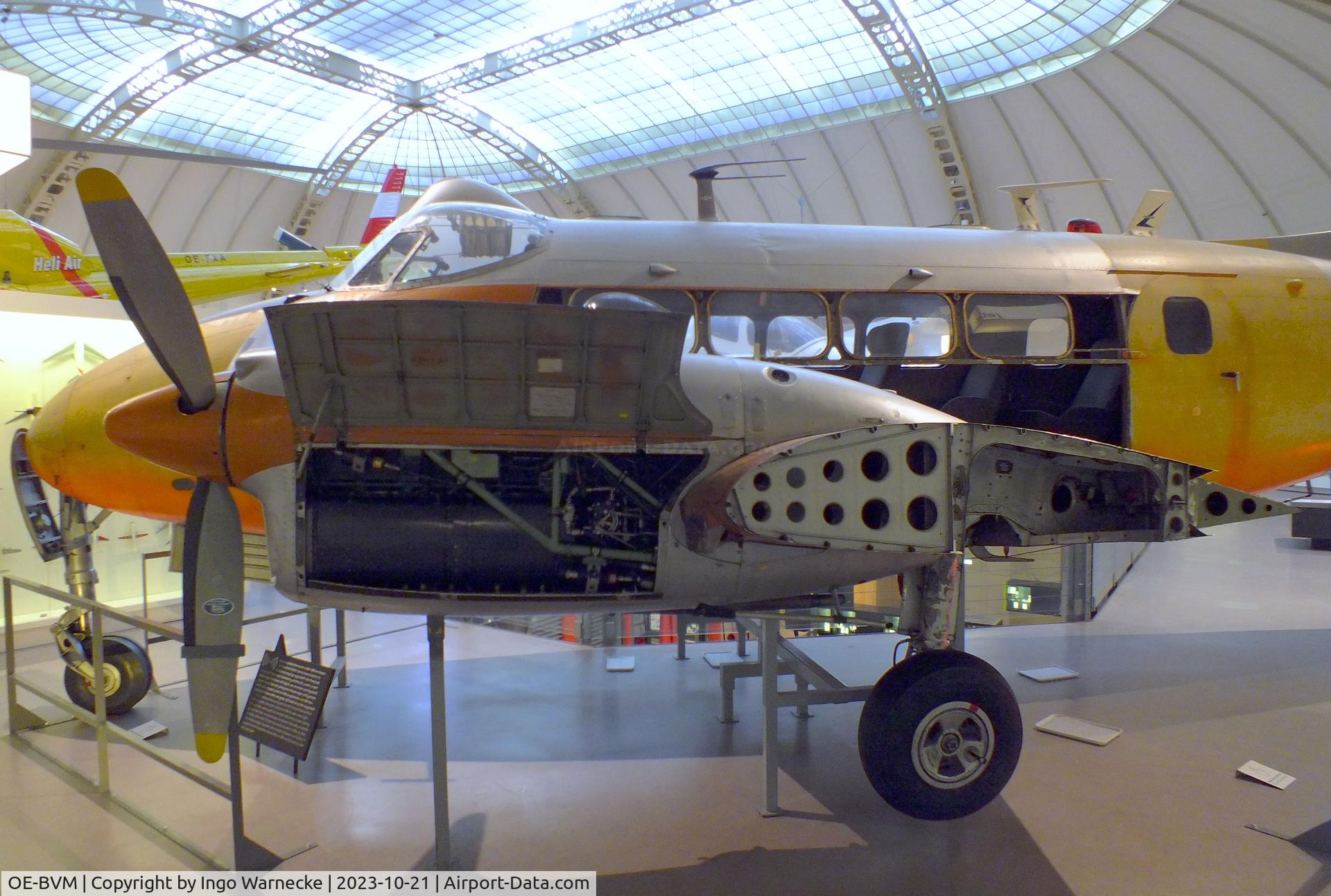 OE-BVM, 1957 De Havilland DH-104 Dove 1 C/N 04488, De Havilland D.H.104 Dove 1 (minus port outer wing / starboard wing and tailplane) at the Technisches Museum Wien (Vienna Technical Museum)