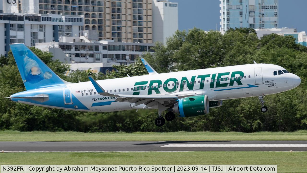 N392FR, 2022 Airbus A320-251N C/N 10833, Landing on runway 8