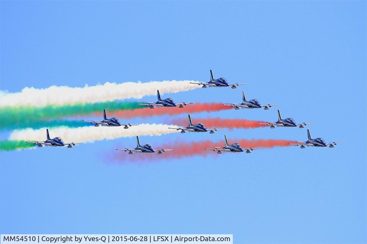 MM54510, Aermacchi MB-339PAN C/N 6726/121/AA058, Aermacchi MB-339PAN, N°1 of Frecce Tricolori Aerobatic Team 2015, On display, Luxeuil-Saint Sauveur Air Base 116 (LFSX)