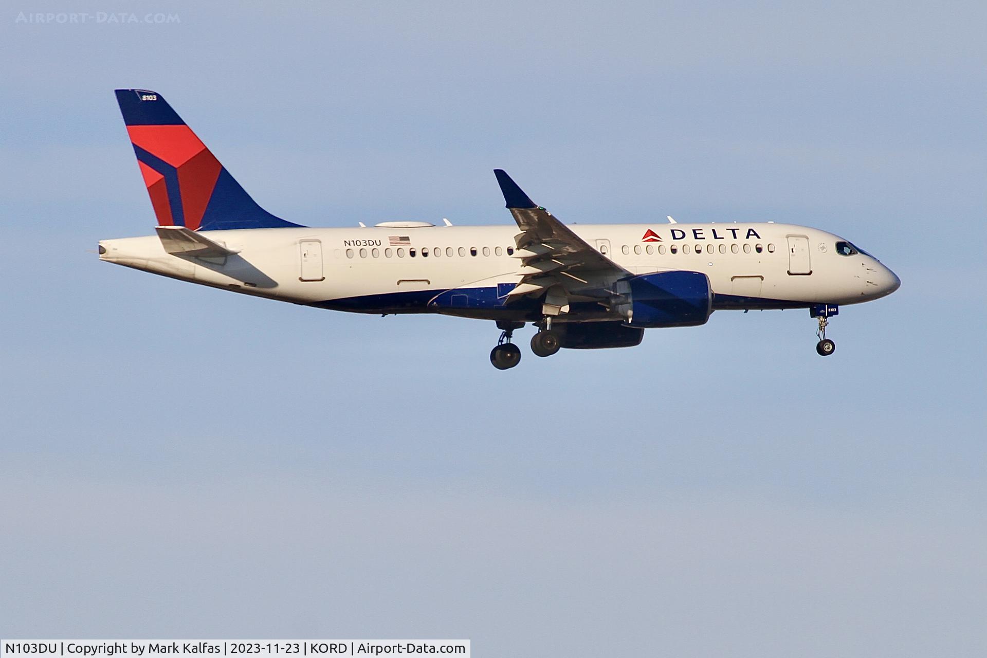 N103DU, 2018 Airbus A220-100 C/N 50022, DELTA BCS1 N103DU  DAL2109 KMSP-KORD, 10C APP KORD