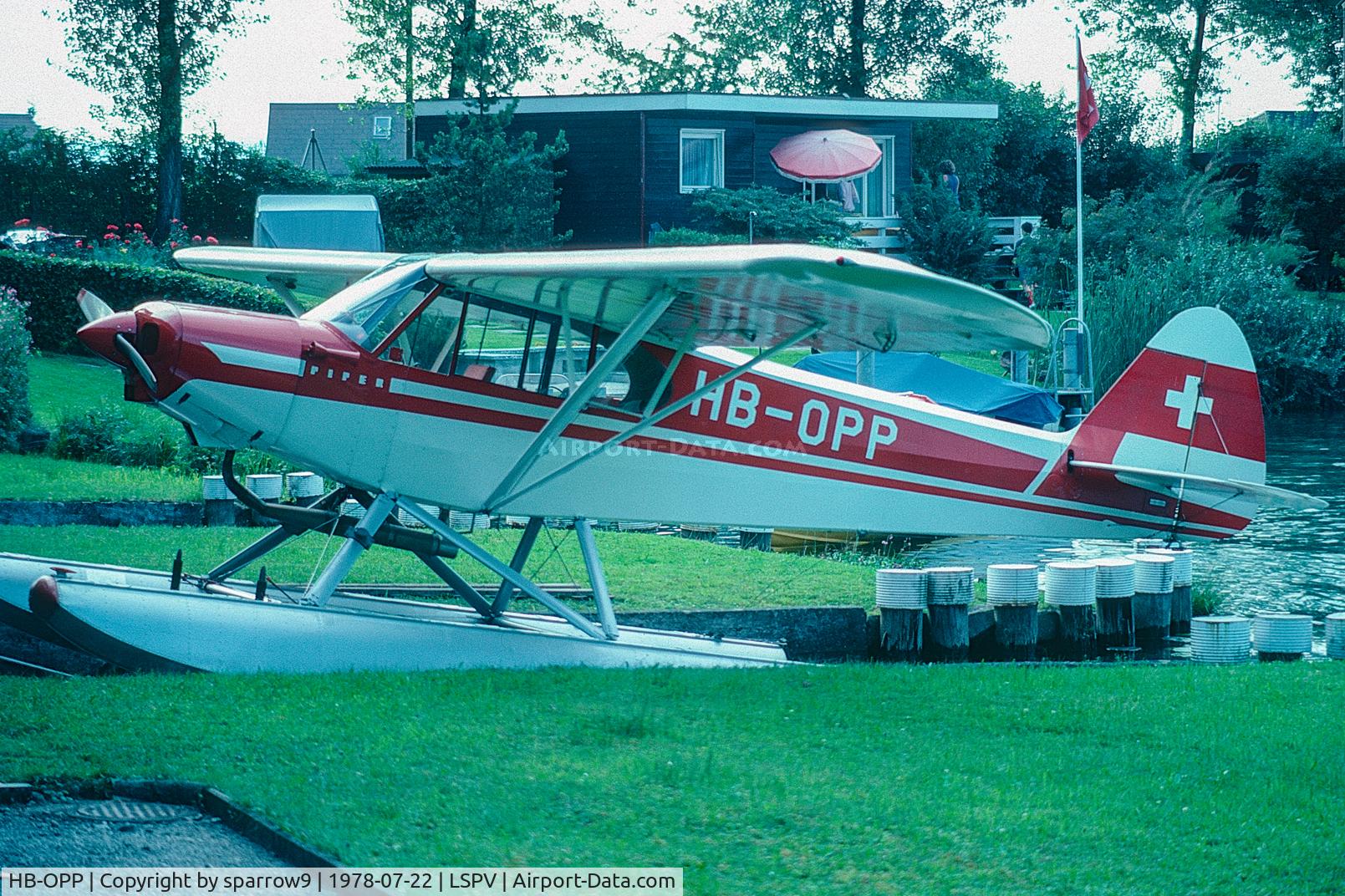 HB-OPP, 1957 Piper PA-18-150 Super Cub C/N 18-5784, On the Lake of Zurich since registered in Switzerland. Scanned from a slide.