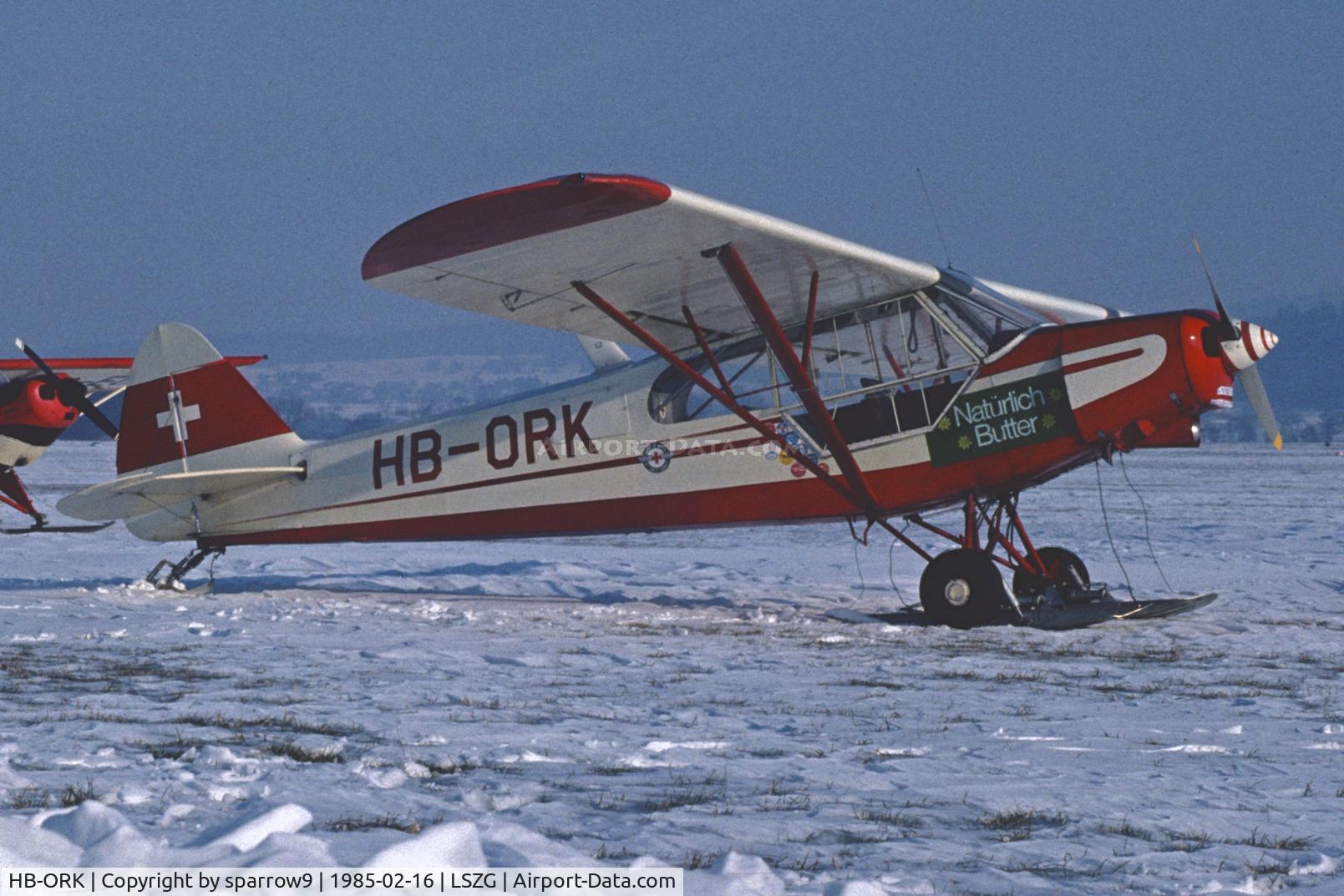 HB-ORK, 1959 Piper PA-18-150 Super Cub Super Cub C/N 18-7035, We had more snow then. Scanned from a slide.