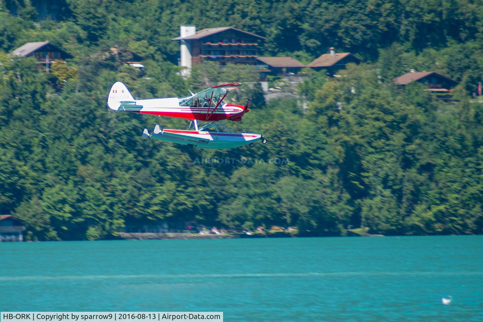 HB-ORK, 1959 Piper PA-18-150 Super Cub Super Cub C/N 18-7035, Landing on the Lake of Brienz at Boenigen.