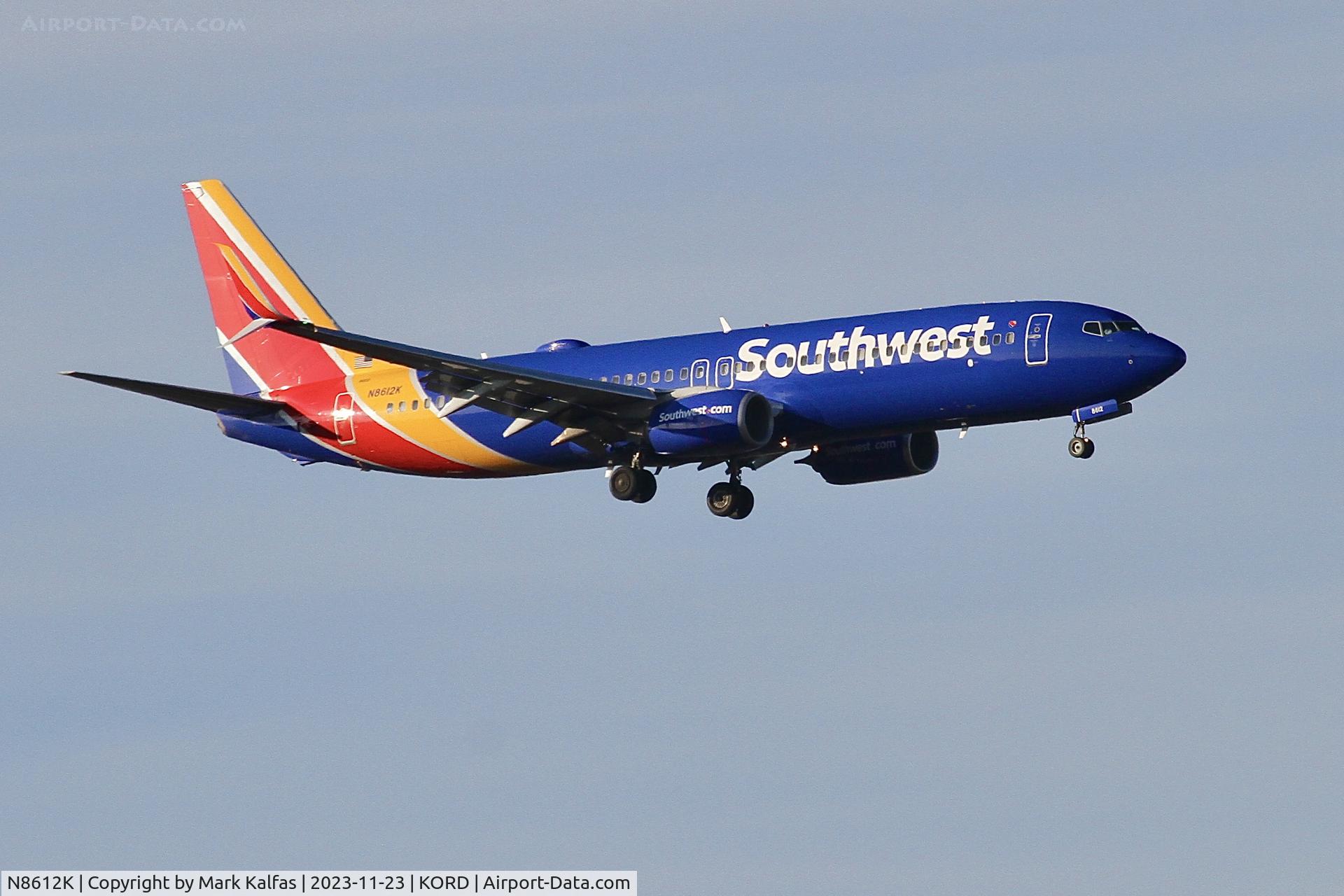 N8612K, 2013 Boeing 737-8H4 C/N 36973, SOUTHWEST B738 N8612K SWA1039 KDEN-KORD, ON APPROACH RWY 10C KORD