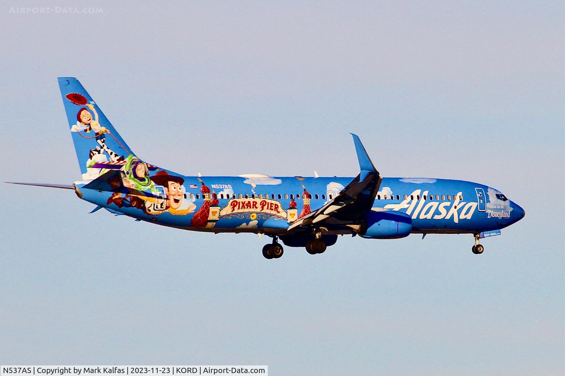 N537AS, 2012 Boeing 737-890 C/N 35204, ALASKA AIRLINES B738 N537AS AS352 SEA-ORD, RUNWAY 10C APPROACH KORD