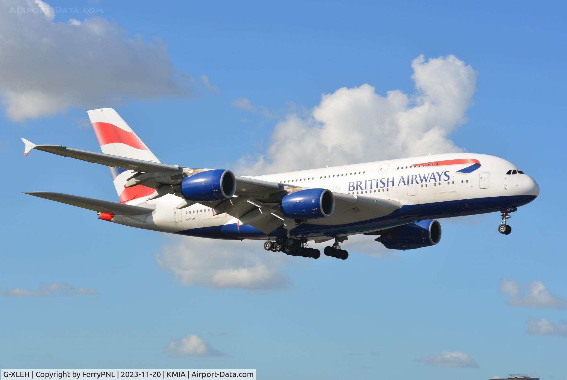 G-XLEH, 2014 Airbus A380-841 C/N 163, Speedbird A388 arriving in MIA