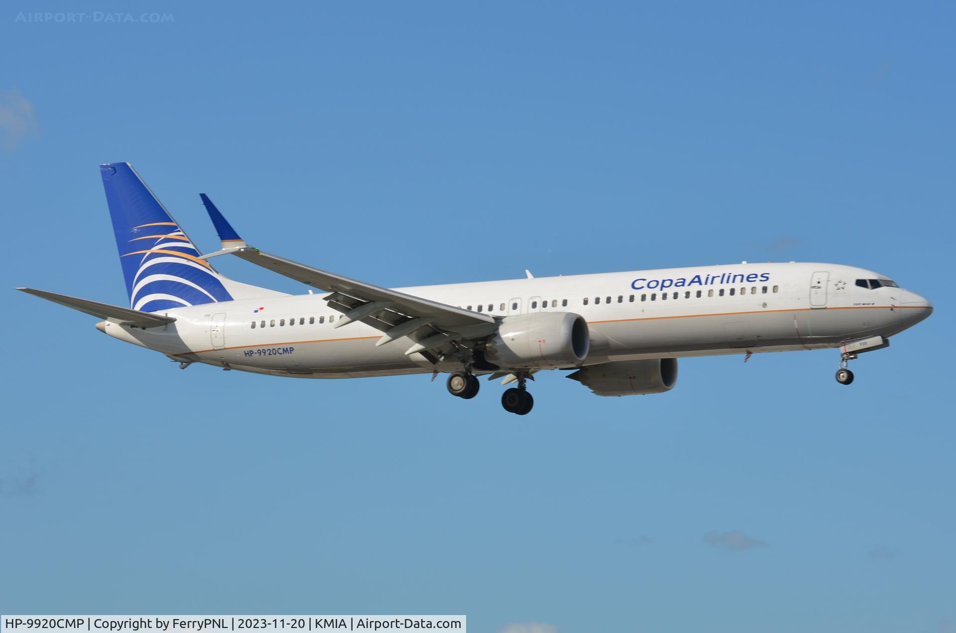 HP-9920CMP, 2022 Boeing 737-9 MAX C/N 44207, Copa B739 Max arriving in MIA