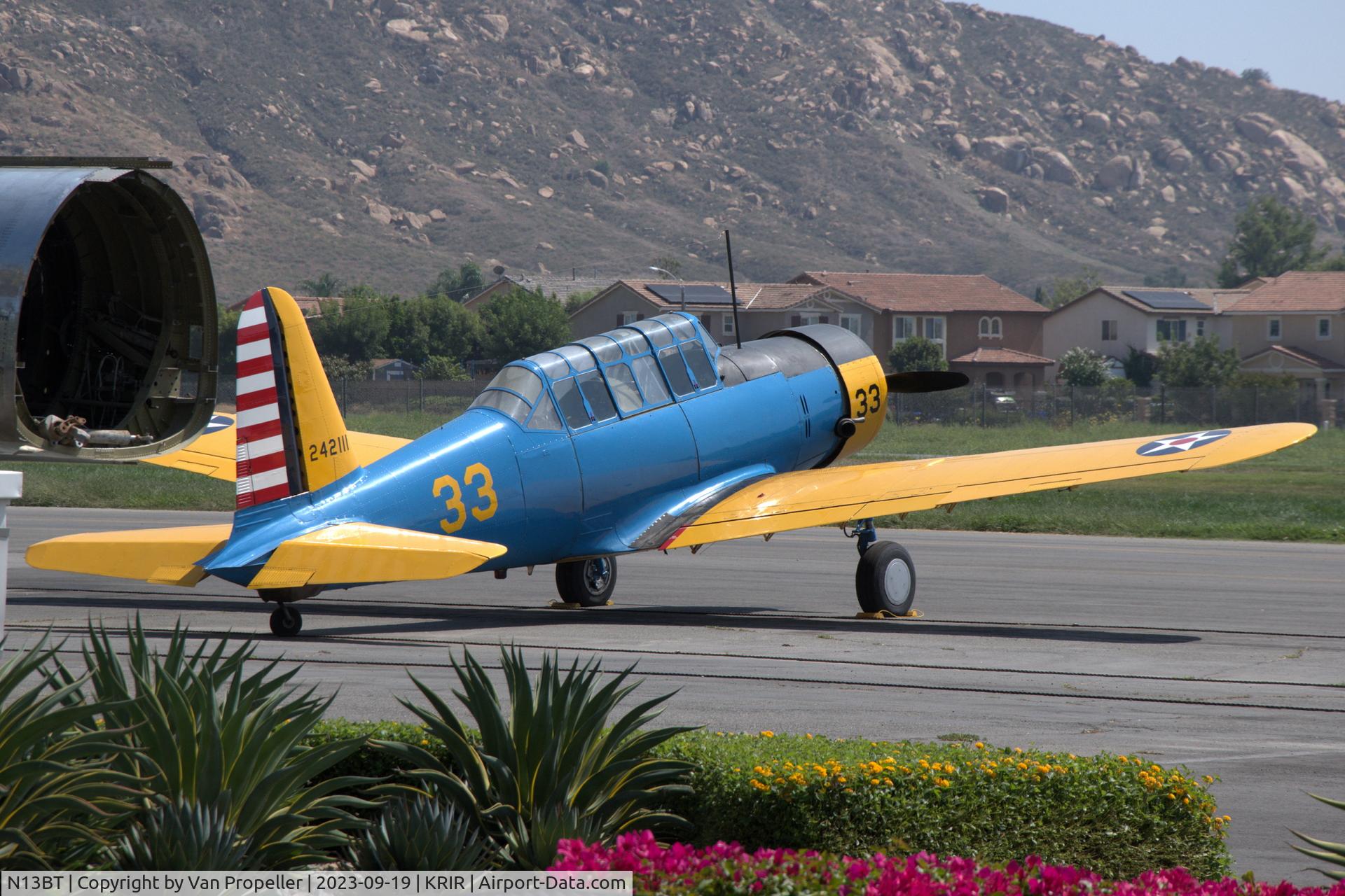 N13BT, 1942 Consolidated Vultee BT-15 C/N 11453, Vultee BT-15 Valiant parked at Flabob airport, California