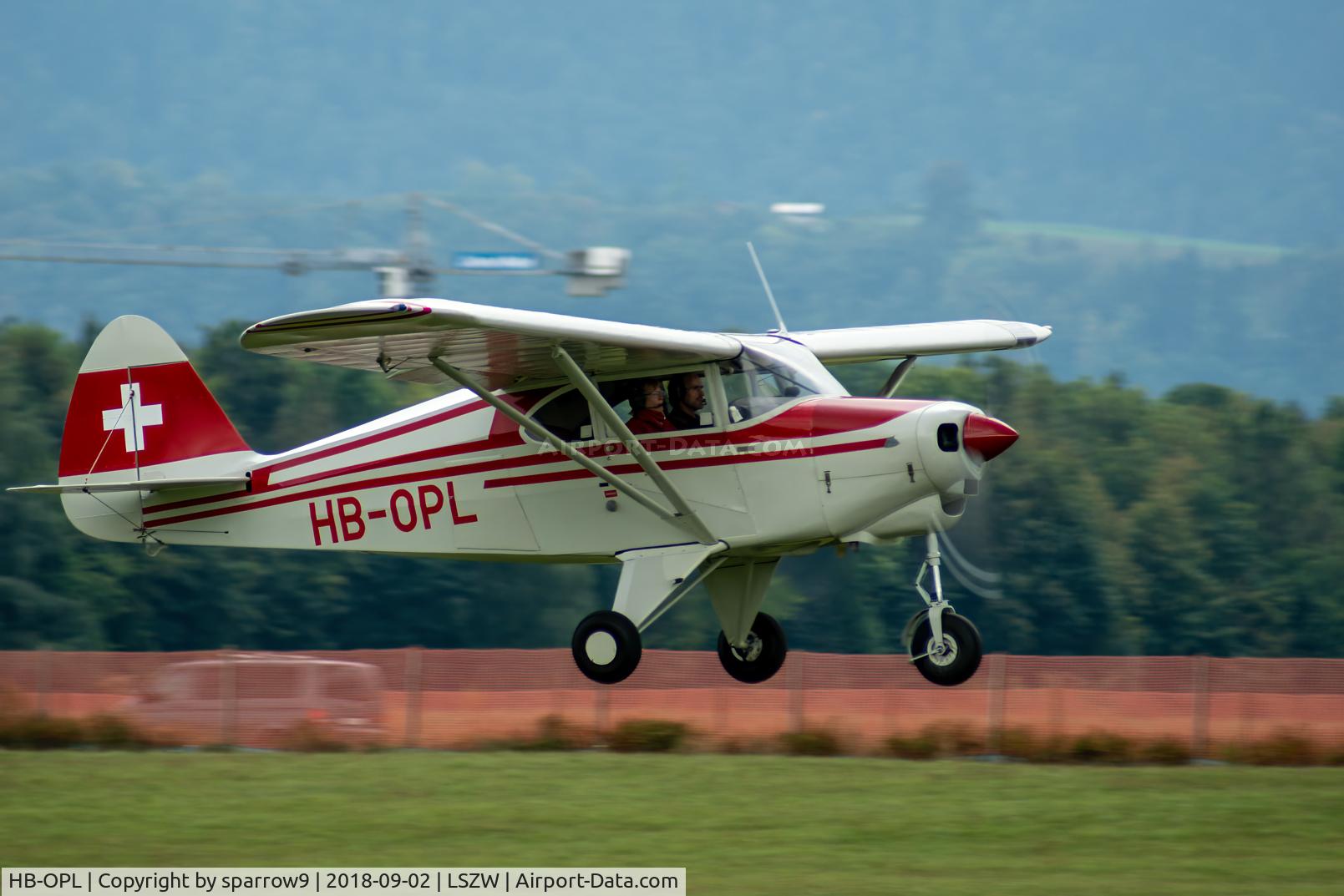 HB-OPL, 1955 Piper PA-22-150 Tri Pacer C/N 22-2865, Taking-off from Thun airfield.