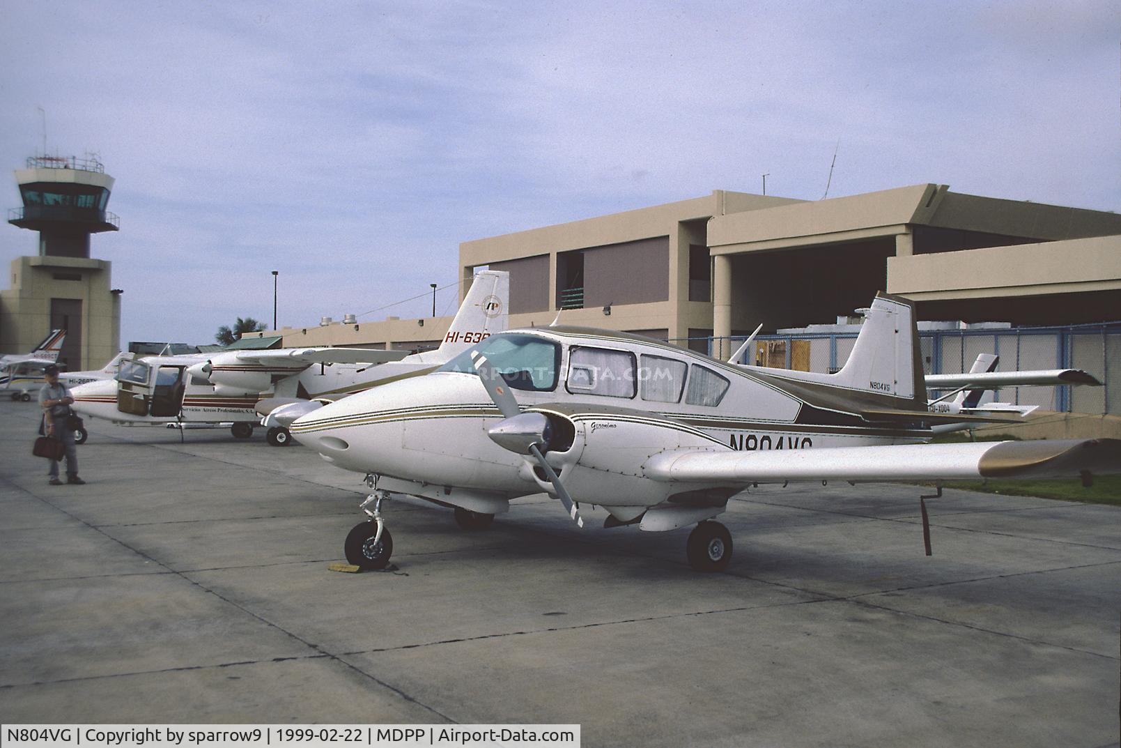 N804VG, 1956 Piper PA-23-150 Apache C/N 23-483, A Geronimo conversion. At Puerto Plata. Still on the US register. Scanned from a slide.