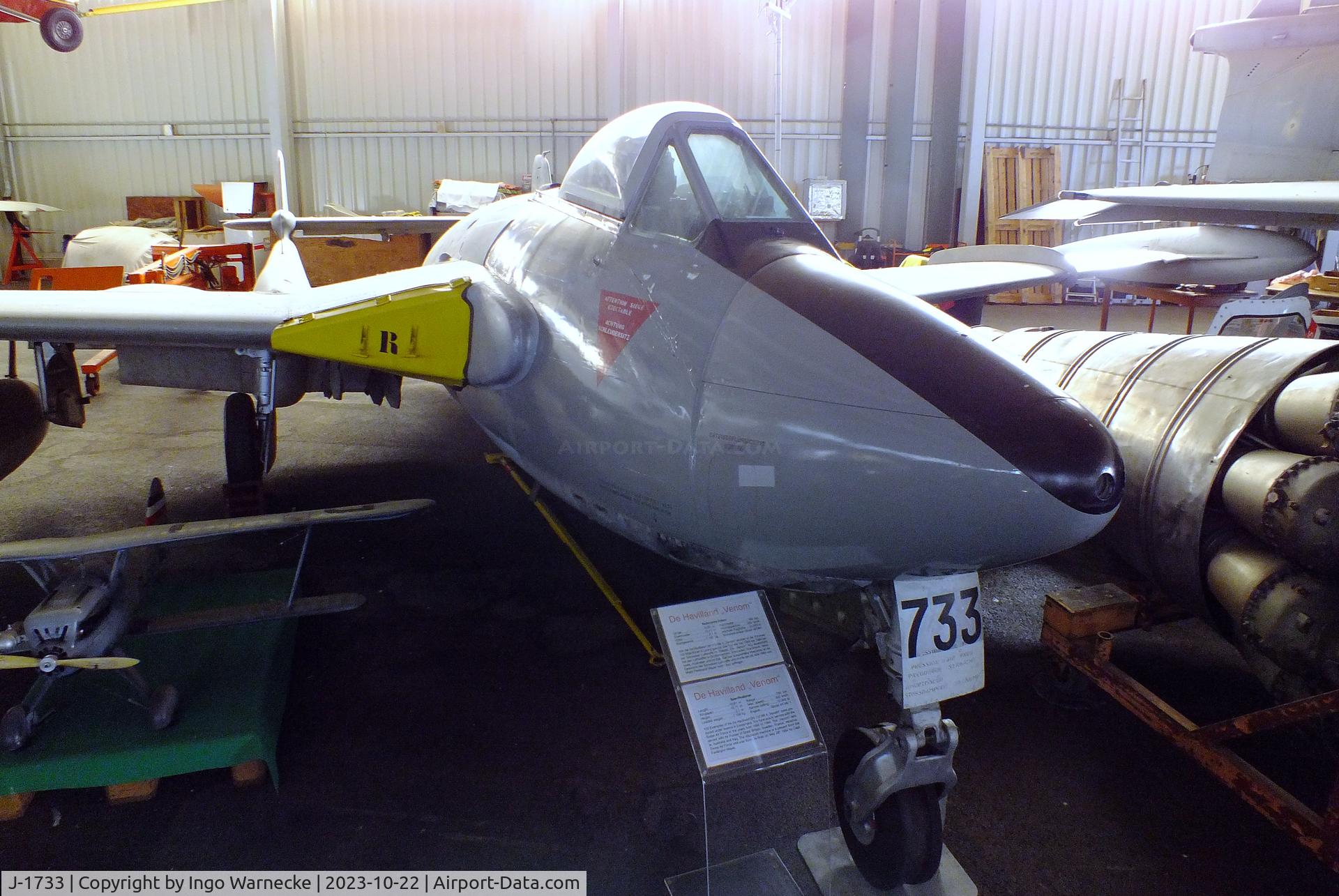 J-1733, De Havilland (F+W Emmen) DH-112 Venom FB.54 C/N 903, De Havilland (F+W Emmen) D.H.112 Venom FB54 at the Österreichisches Luftfahrtmuseum (Austrian Aviation Museum), Graz-Thalerhof