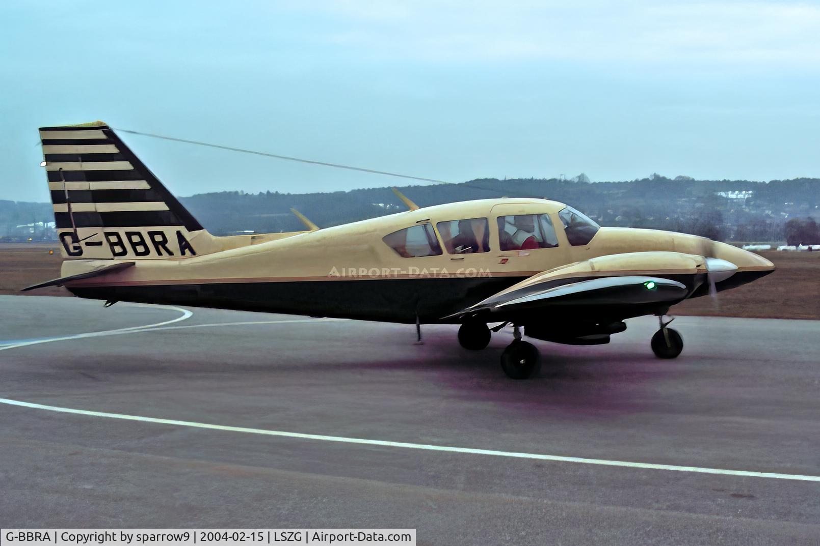 G-BBRA, 1973 Piper PA-23-250 Aztec E C/N 27-7305197, Mid-february evening departure from Grenchen. On the G-register since 1973-11-12.