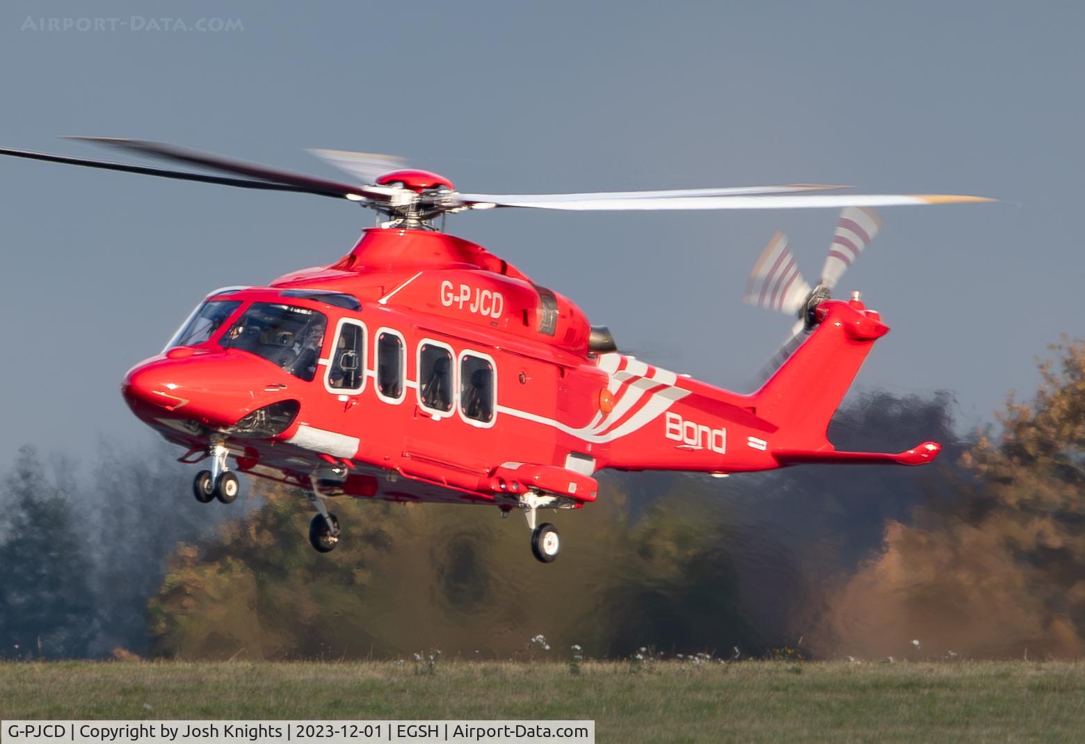 G-PJCD, 2012 AgustaWestland AW-139 C/N 31385, Departing on an acceptance flight.