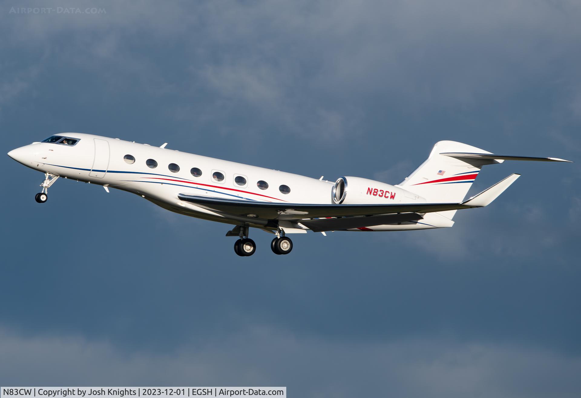 N83CW, 2020 Gulfstream G650ER C/N 6450, Departing Norwich for Biggin Hill.