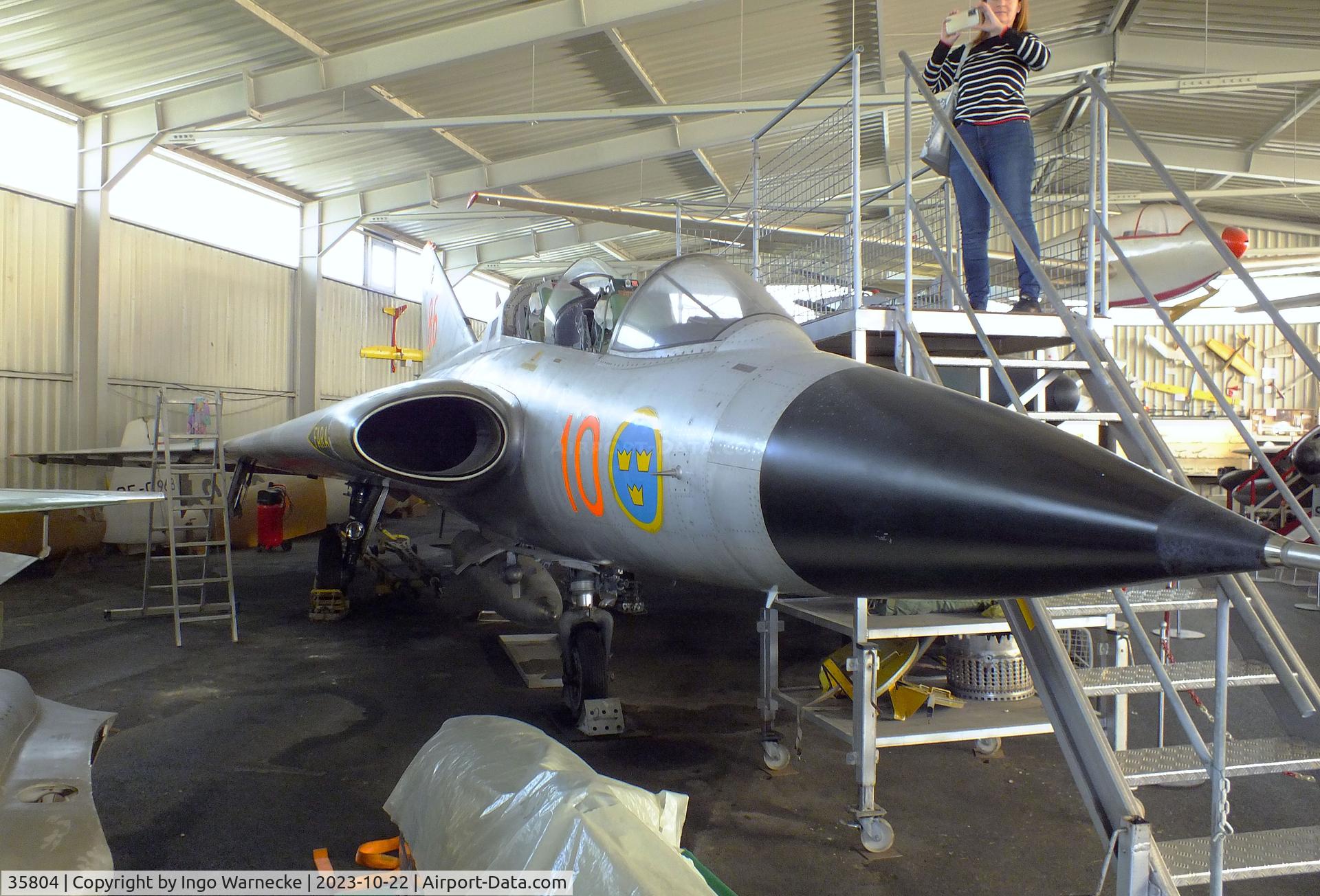 35804, Saab Sk35C Draken C/N 35-804, SAAB Sk35C Draken (cockpit canopy dismounted) at the Österreichisches Luftfahrtmuseum (Austrian Aviation Museum), Graz-Thalerhof